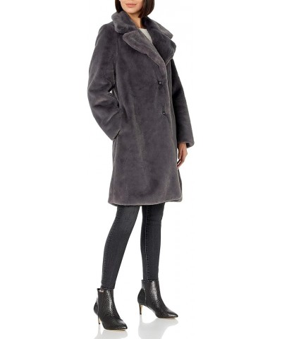 Women's Kiara Loose-Fit Long Faux Fur Coat Graphite $47.82 Coats