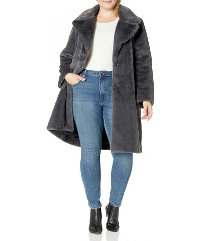 Women's Kiara Loose-Fit Long Faux Fur Coat Graphite $47.82 Coats