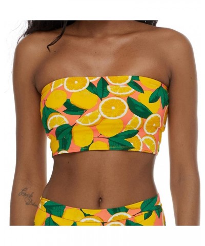 Women's Standard Sunrise Tube Bikini Top Swimsuit Fresh Squeeze Lemon Print $12.56 Swimsuits