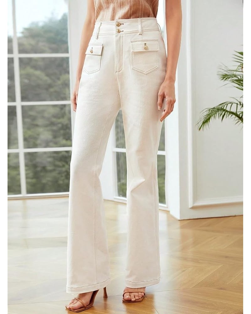 Women's Jeans Contrast Stitch Bootcut Jeans Jeans (Color : White, Size : Small) X-Small White $34.34 Jeans