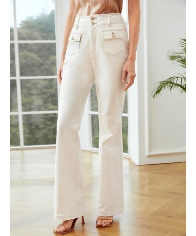 Women's Jeans Contrast Stitch Bootcut Jeans Jeans (Color : White, Size : Small) X-Small White $34.34 Jeans