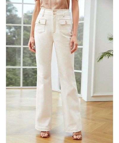 Women's Jeans Contrast Stitch Bootcut Jeans Jeans (Color : White, Size : Small) X-Small White $34.34 Jeans