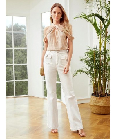 Women's Jeans Contrast Stitch Bootcut Jeans Jeans (Color : White, Size : Small) X-Small White $34.34 Jeans