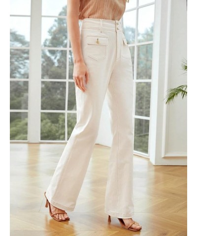 Women's Jeans Contrast Stitch Bootcut Jeans Jeans (Color : White, Size : Small) X-Small White $34.34 Jeans