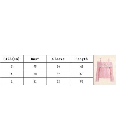 Women Y2k Cold Shoulder Knit Sweater Top Long Sleeve Lace Trim Knitted Pullover Sweaters Bow Cardigan Streetwear Black $12.38...