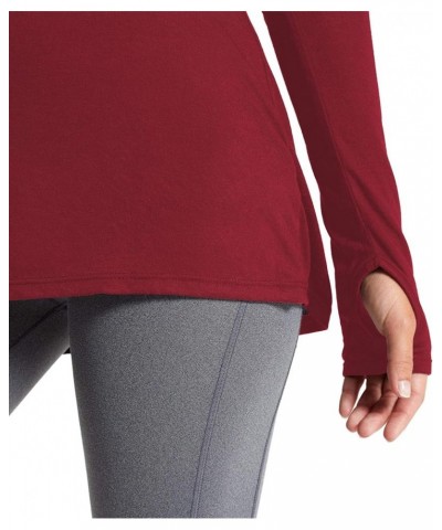 Long Sleeve Workout Shirts Loose Open Back Wokout Tops for Women Winered $13.49 Activewear