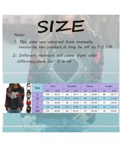 Womens Valentine Day Print Sweatshirt Round Neck Fit Pullover Tops Casual Active Hoodie Long Sleeve Heart Blouse A2-red $3.36...