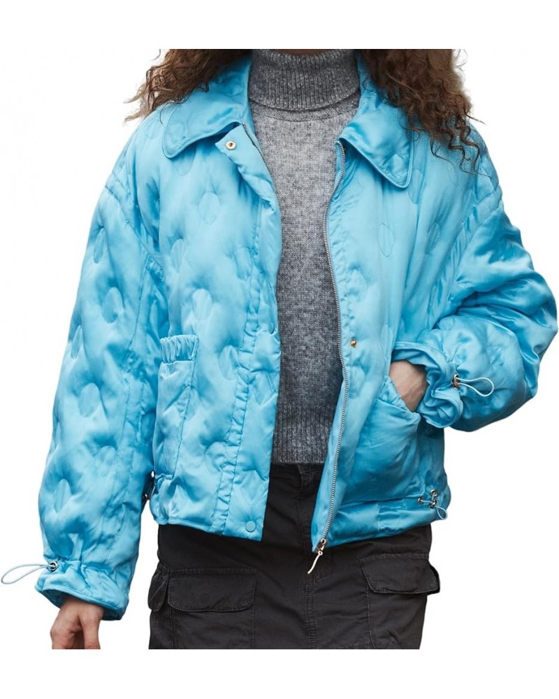 Women's Winter Goose Down Parka Coats: Womens Silk Puffer Jacket Warm Fall Jackets Outdoor Overcoat with Pockets Light Blue $...