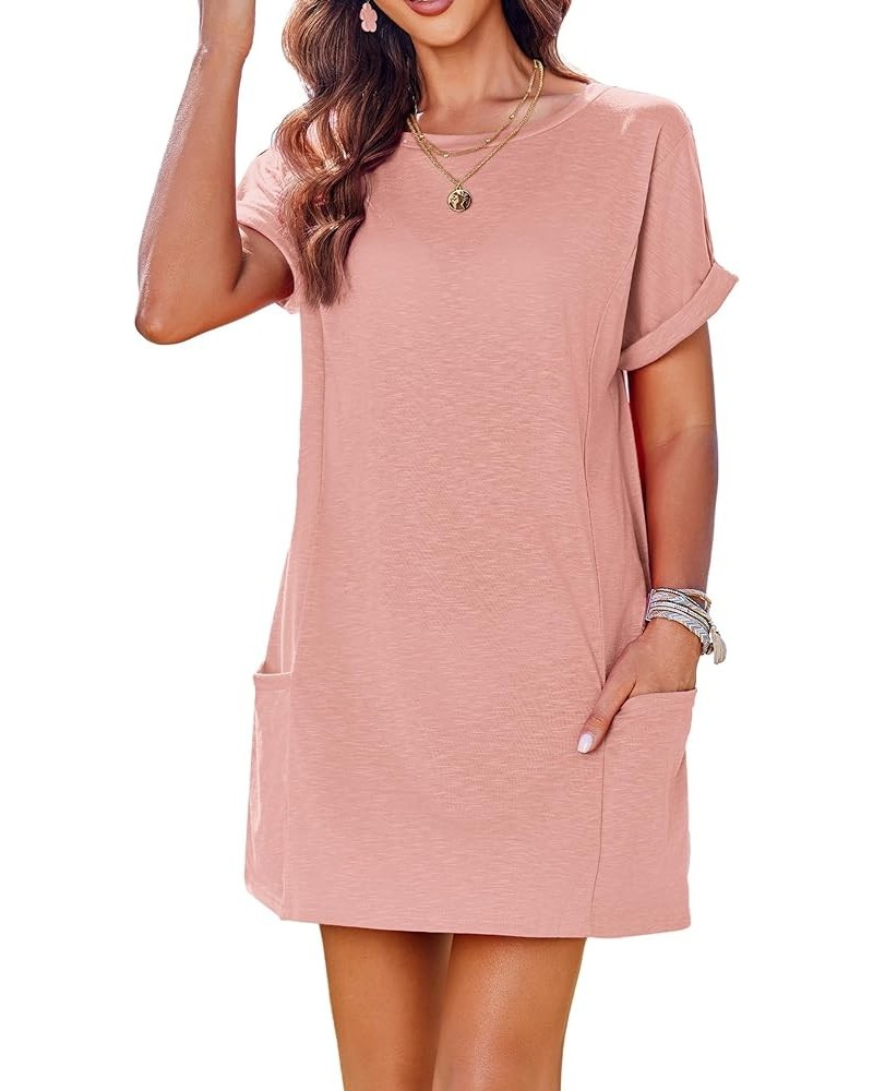 Women's Swimsuit Coverup Bathing Suit Cover Ups Casual Loose Short Sleeve Bikini Beach Dress with Pocket Light Pink $15.33 Sw...