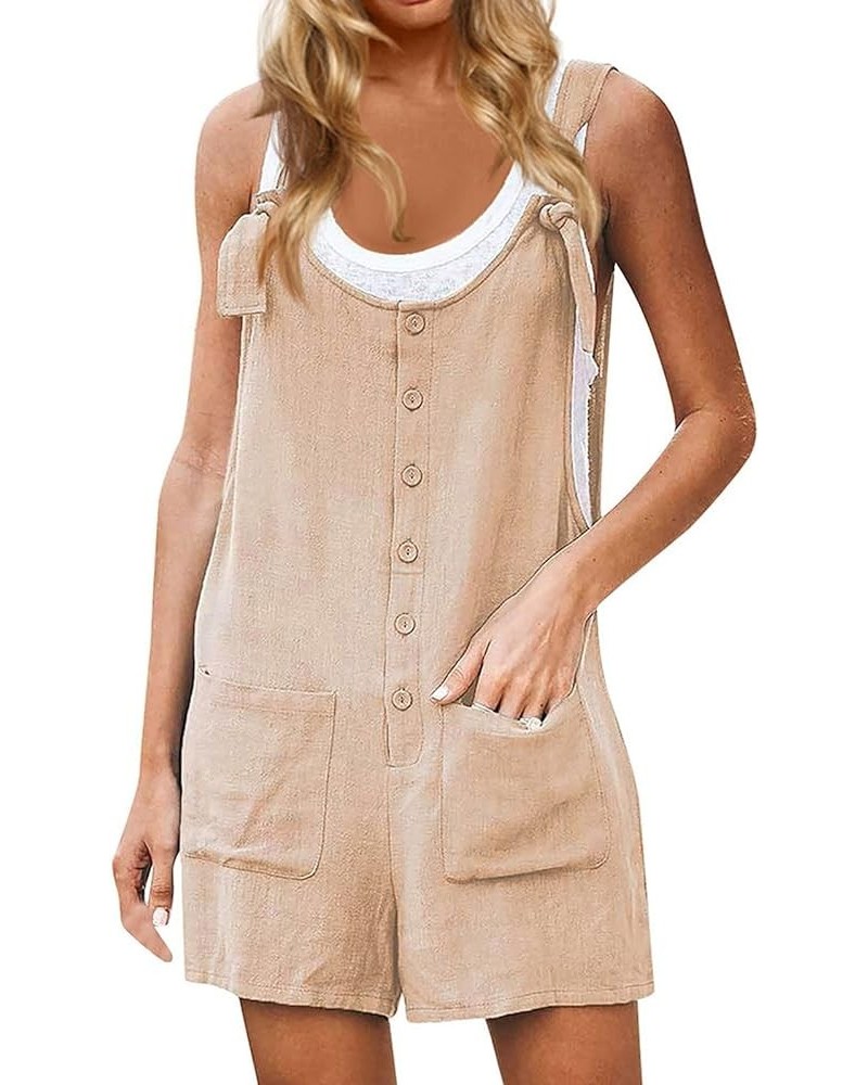 Women's Jumpers Summer Casual Loose Fitting Retro Solid Color Shoulder Strap Button Pocket Jumpsuit 2023, S-3XL B-beige $8.39...