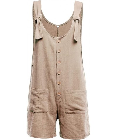 Women's Jumpers Summer Casual Loose Fitting Retro Solid Color Shoulder Strap Button Pocket Jumpsuit 2023, S-3XL B-beige $8.39...