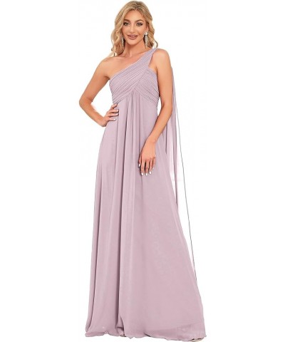 Women's Flowy One-Shoulder Ruched Bust Long Bridesmaid Dress Evening Gown 09816-USA Liac $39.77 Dresses