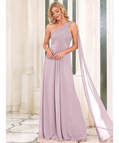 Women's Flowy One-Shoulder Ruched Bust Long Bridesmaid Dress Evening Gown 09816-USA Liac $39.77 Dresses