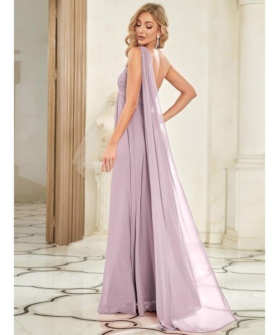 Women's Flowy One-Shoulder Ruched Bust Long Bridesmaid Dress Evening Gown 09816-USA Liac $39.77 Dresses