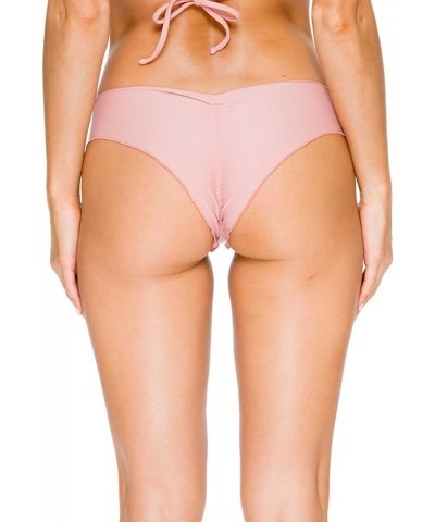 Women's Standard Cosita Buena Wavey Brazilian Ruched Back Bikini Bottom Rosa/Pink $21.81 Swimsuits