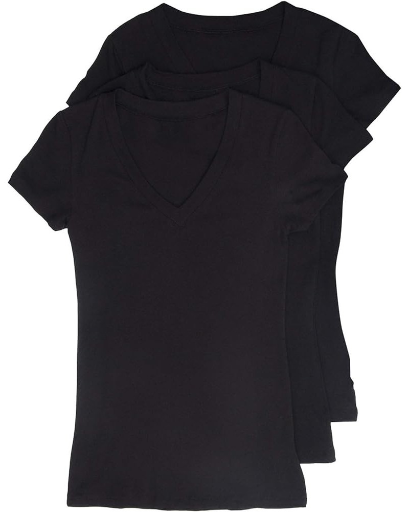 3 Pack, 4 Pack, 6 Pack V Neck Shirts for Women Short Sleeve T-Shirts Black 3 Pcs $20.70 T-Shirts