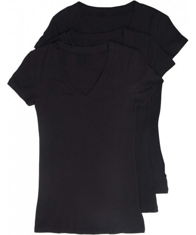 3 Pack, 4 Pack, 6 Pack V Neck Shirts for Women Short Sleeve T-Shirts Black 3 Pcs $20.70 T-Shirts