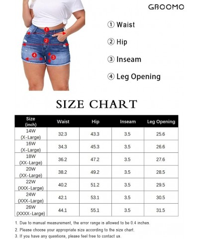 Womens Plus Size Casual Denim Shorts High Waisted Distressed Jean Shorts Ripped Short Jeans C-royal Blue-037 $14.28 Shorts