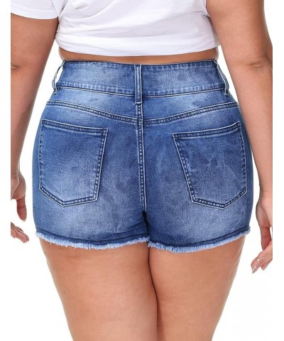 Womens Plus Size Casual Denim Shorts High Waisted Distressed Jean Shorts Ripped Short Jeans C-royal Blue-037 $14.28 Shorts