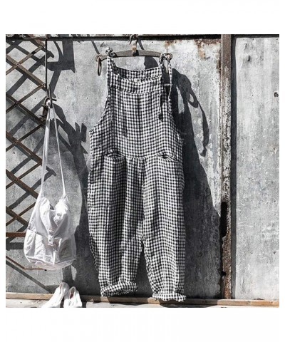 Womens Overalls Baggy Women's Casual Summer Cotton Linen Rompers Overalls Jumpsuit Shorts Rompers Overalls Z9 Black $5.71 Ove...