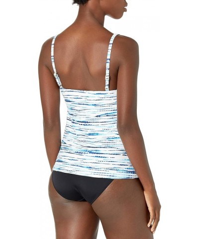 Rouched Front Halter Tankini Swimsuit Top Blue Tonal//Tidal Stripe $22.23 Swimsuits