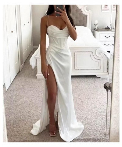 Mermaid Wedding Guest Dresses for Women Corset Cocktail Dresses Long Pleated Prom Dress with Slit Yellow $38.24 Dresses