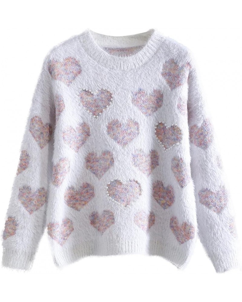 Valentine Heart Sweater for Women Valentine's Day Love Graphic Long Sleeve Pullover Tops Knitted Pullover Sweaters Pink-4 $11...