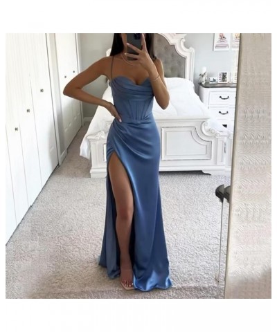 Mermaid Wedding Guest Dresses for Women Corset Cocktail Dresses Long Pleated Prom Dress with Slit Yellow $38.24 Dresses