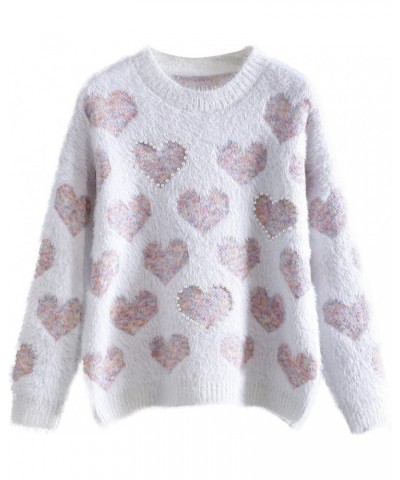 Valentine Heart Sweater for Women Valentine's Day Love Graphic Long Sleeve Pullover Tops Knitted Pullover Sweaters Pink-4 $11...