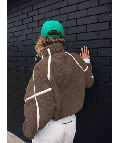 Women's Fashion Fleece Sweatshirt Mock Neck Long Sleeve Half Zip Sherpa Pullover With Pockets (S-XL) Brown $15.20 Hoodies & S...