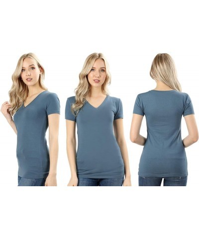 3 Pack, 4 Pack, 6 Pack V Neck Shirts for Women Short Sleeve T-Shirts Black 3 Pcs $20.70 T-Shirts