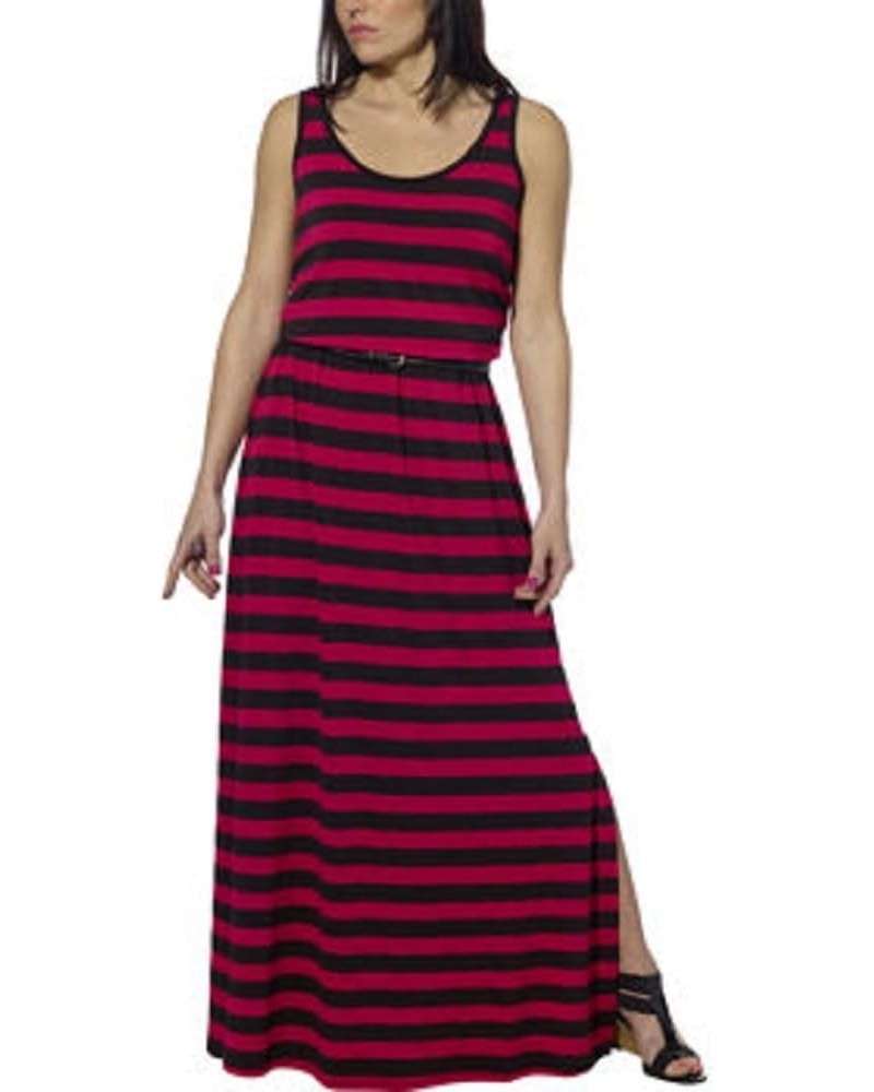 Ladies' Belted Maxi Dress Pink Ginger/Black Stripe $8.52 Dresses