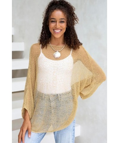 Womens Sheer Blouse Top Lightweight Knit Shrug Sweater Poncho Beige $13.58 Sweaters