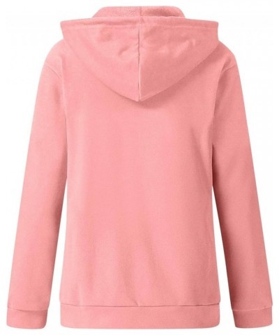 Hoodies for Women Zip UP Hooded Sweatshirts Fall Fashion 2023 Long Sleeve Drawstring Tops Casual Lightweight Jackets A04-pink...