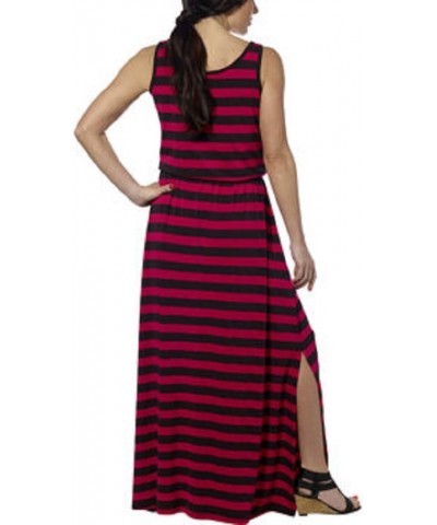 Ladies' Belted Maxi Dress Pink Ginger/Black Stripe $8.52 Dresses