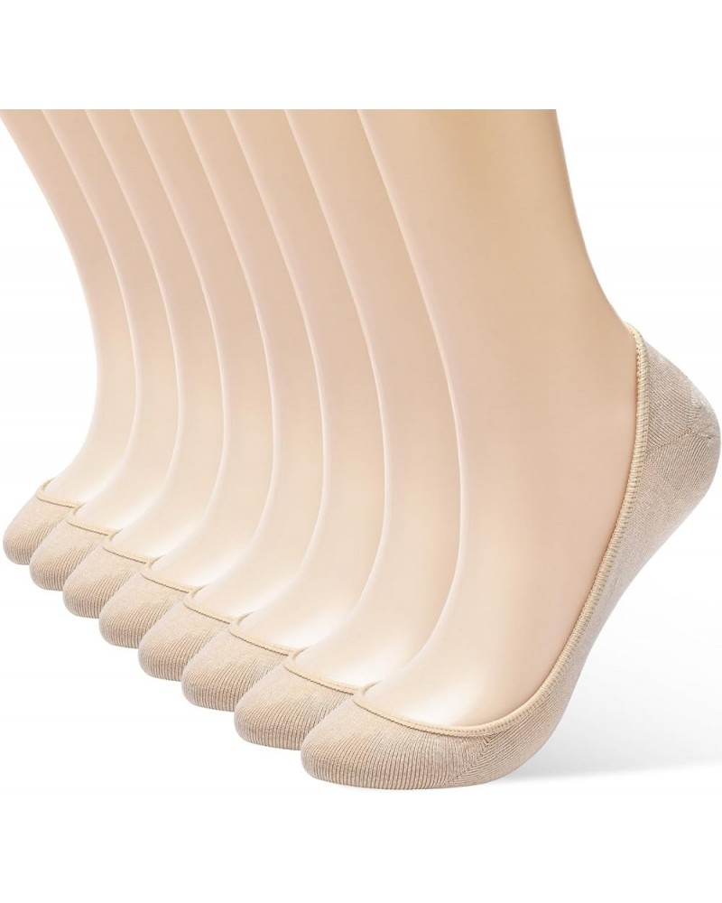 8 Pairs No Show Socks Women's Ultra Low Cut Liner Hidden Invisible Non Slip Cotton Socks for Flats Boat Summer 8 Pairs-nude $...