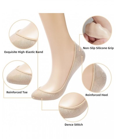 8 Pairs No Show Socks Women's Ultra Low Cut Liner Hidden Invisible Non Slip Cotton Socks for Flats Boat Summer 8 Pairs-nude $...