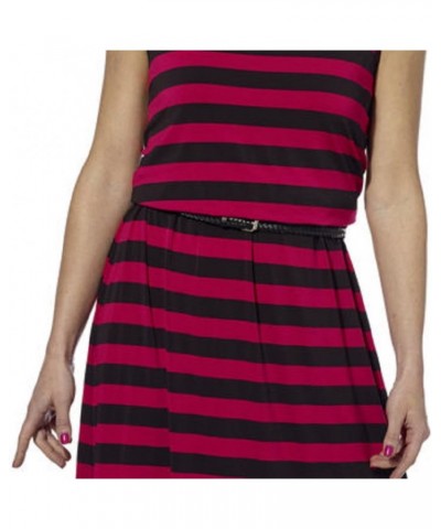 Ladies' Belted Maxi Dress Pink Ginger/Black Stripe $8.52 Dresses