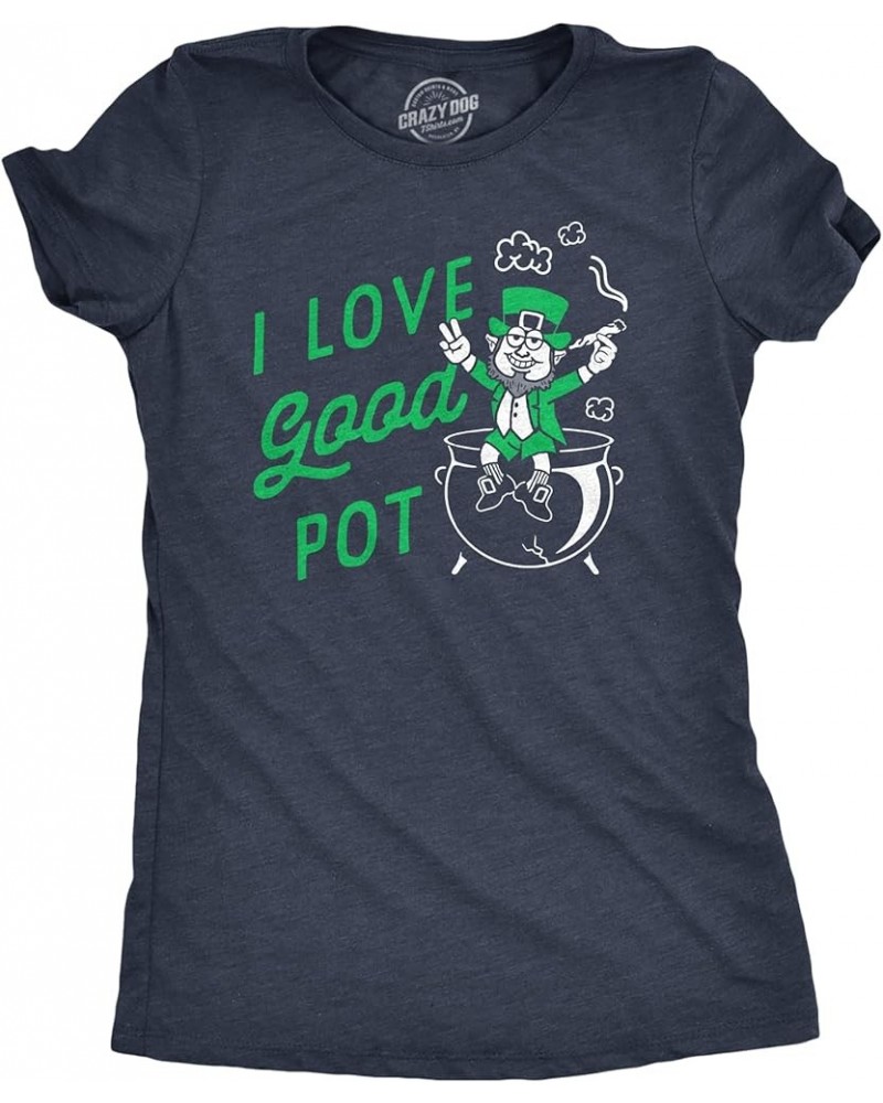 Womens Saint Patricks Day T Shirts for Pubs Funny Drinking Shirts for Women Heather Navy - Love Pot $8.99 T-Shirts