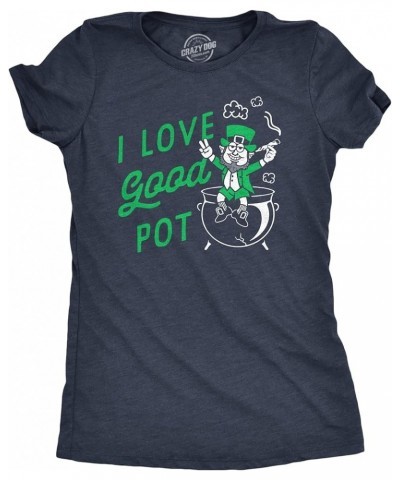 Womens Saint Patricks Day T Shirts for Pubs Funny Drinking Shirts for Women Heather Navy - Love Pot $8.99 T-Shirts