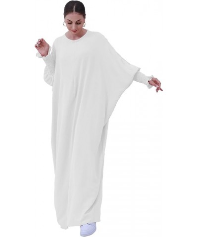 Muslim Prayer Abaya Islamic Women's Khimar Pure Color Hijab Dress Long Sleeve Dubai Kaftan White $17.22 Dresses