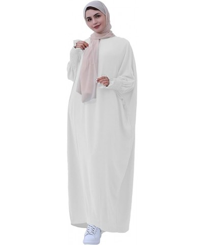 Muslim Prayer Abaya Islamic Women's Khimar Pure Color Hijab Dress Long Sleeve Dubai Kaftan White $17.22 Dresses