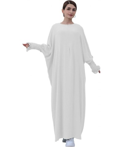 Muslim Prayer Abaya Islamic Women's Khimar Pure Color Hijab Dress Long Sleeve Dubai Kaftan White $17.22 Dresses