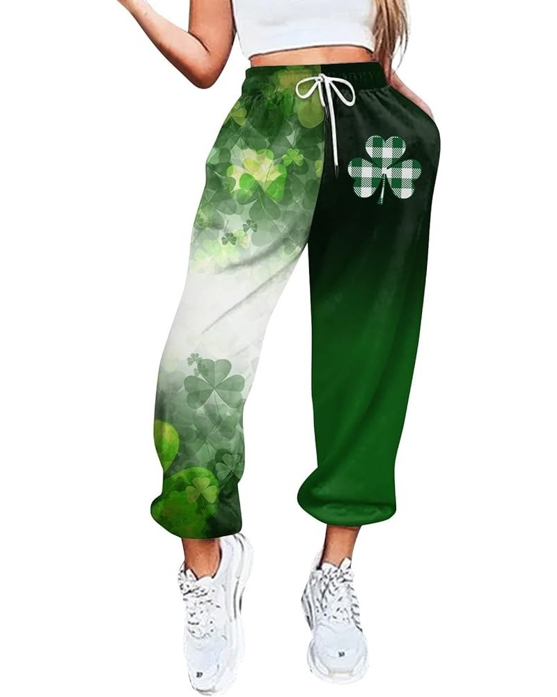 Womens Cargo Sweatpants Wide Leg Y2k Pants St. Patrick's Day Lounge Jogger Pants Lightweight with Pockets Trousers 3-dark Gre...