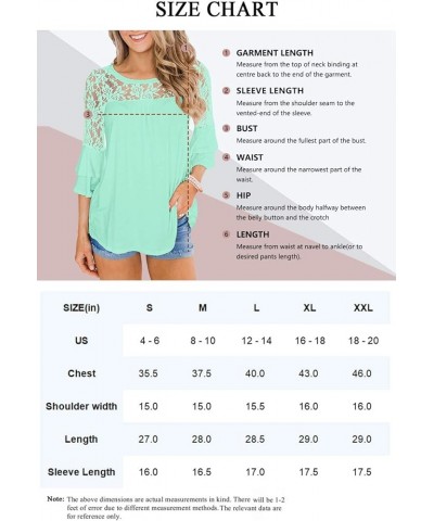 Women 3/4 Ruffle Bell Sleeve Lace Top Blouse Aqua $8.82 Blouses