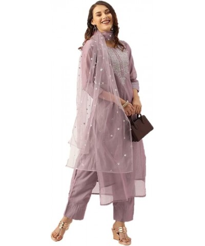 indian style party wear kurti set for women with dupatta kurta set for women Ready to Wear Mauve $31.24 Tops