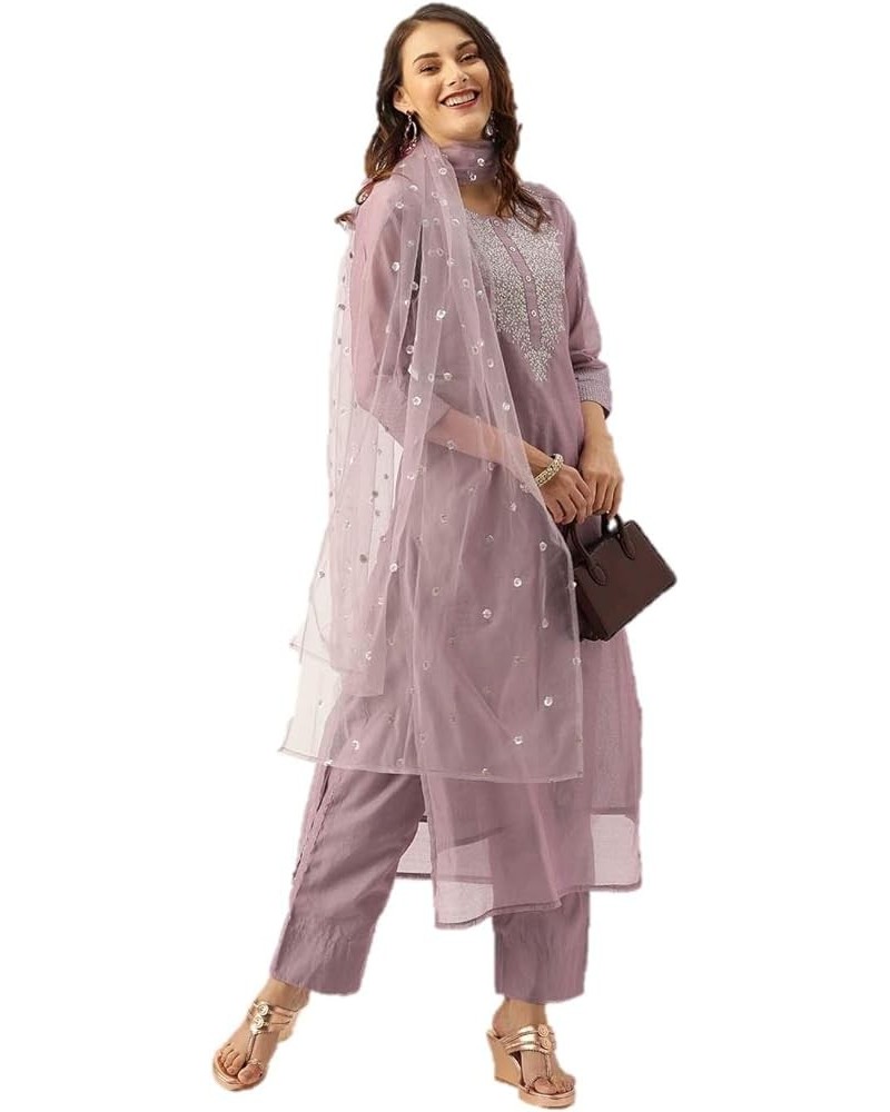 indian style party wear kurti set for women with dupatta kurta set for women Ready to Wear Mauve $31.24 Tops