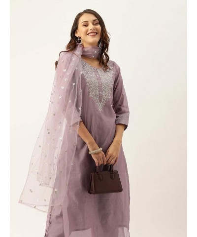 indian style party wear kurti set for women with dupatta kurta set for women Ready to Wear Mauve $31.24 Tops