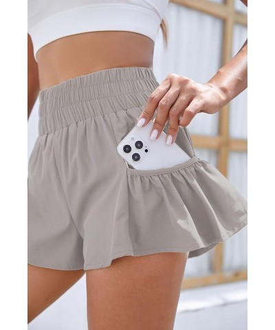 Womens High Waisted Shorts Athletic Running Shorts Workout Gym Quick Dry Flowy Shorts with Pockets Grey48 $12.25 Activewear