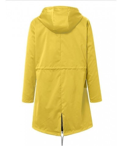 Womens Hooded Rain Coat Jacket Hooded Outerwear Rain Coat for Women Long Sleeve Sport Yoga Rain Coat 2024 D-u74 Mustard Yello...